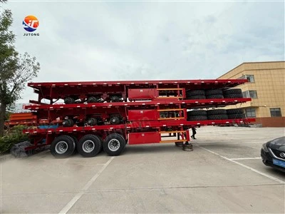 Axle 40FT Heavy Duty Flatbed Container Semi Trailer